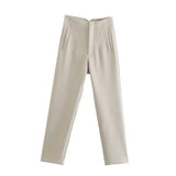 MQTIME  -  Fashion Office Wear High waist Pants for Women Formal Pants Office outfits Pencil Trousers Black Pink White Ladies Pants