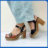 MQTIME  -  Fashion Large Size Sandals Women's Summer New European and American Thick Heel One-word Buckle High Heels
