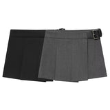  MQTIME  -  High Waist Mini Skirt Women Fashion Wide Pleated Elegant Skirt Shorts Woman Y2k Streetwear With Belt Casual Skorts ﻿