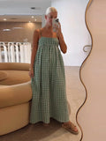 MQTIME  -  Summer Sexy Printed Spaghetti Strap Women's Long Dress Fashion Green Backless Maxi Dresses Lady 2024 New Vacation Robes