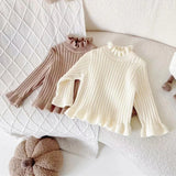  MQTIME  -  Girls Ruffled Sweater Baby Kids Autumn Knit Jumper Children Winter Fashion Pullover 2025 New Toddler Casual Warm Coats 1-6Y