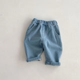 MQTIME  -  1-5Y Kid's Jeans New Autumn Solid Color Denim Pants Loose Style Boys Trousers Mid Waist Kid's Outdoor Pants