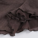  MQTIME  -  Women's Elegant Low-Waisted Ribbed Knit Midi Skirt with Ruffle Hem Bodycon Pencil Skirt Perfect for Office And Streetwear Autumn