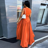 MQTIME  -  Summer New Fashion Round Neck Women Dress Sexy Hollow Out Female Slimming Medium Length Sleeveless Dresses