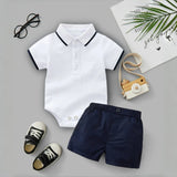 MQTIME  -  9 12 18 24 36M Boys Summer Daily Clothes Infant Short Sleeve Bodysuit with Pocket Shorts 2PCS Toddler Cotton Outfit Sets