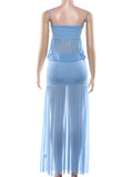 MQTIME  -  Puss Camis Maxi Dresses Women Mesh Patchwork Summer Sexy Chest Wrapping Sleeveless Beach Vacation Clubwear Long Bodycon
