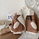 MQTIME  -  Fashion Boys Fleece Jackets Winter Korean Style Lamb Wool Thick Warm Coat Boys Girls Cotton Outerwear Overcoat