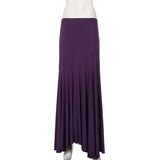  MQTIME  -  Women's Elegant Purple Low Waisted Maxi Skirt Flowy A-Line Flared Long Skirt with Elastic Waist Casual Summer Beach Dressy Skirt