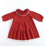  MQTIME  -  New Autumn Kids Princess Dress European American Style Baby Girls Knitting Dress Short Sleeved Solid Color Knitted Clothes