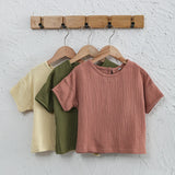  MQTIME  -  Children's Casual Daily Suit 100% Cotton Muslin Summer New Boys And Girls Loose T-Shirt + Drawstring Shorts 2pcs Sets