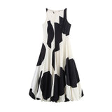 MQTIME  -  Balloon version Polka Dot Dress Sleeveless Slimming Elegant Female Gown Robes Waist Cinched Flower Bud Women Fluffy Long Dresses
