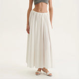  MQTIME  -  Skirt Spring and Summer New Women's Solid Color Pleated Waist Swinging Holiday Style Skirt Umbrella Skirt