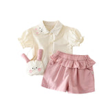 MQTIME  -  Summer New Baby Short Sleeve Shirts + Shorts 2pcs Suit Infant Girl Cute Rabbit Clothes Set Cotton Toddler Outfits