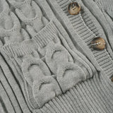 MQTIME  -  Women Knitting Cardigan Women's Retro Cardigan V Neck Cable Knit Sweet & Spicy Preppy Lazy Vibe Buttoned Pocket Sweater
