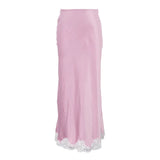 MQTIME  -  Splicing Lace Satin Skirt Women's New High-waisted Casual Versatile Hip Skirt