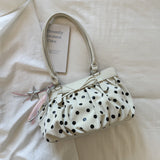 MQTIME  -  Cute Pink Polka Dot Ruched Underarm Bag Ladies Bow Detail Star Tassel Charm Handbags Female Casual Daily Shoulder Purse