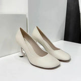 MQTIME  -  Simple Temperament Shallow Mouth Single Shoes Women's Summer New Round Head High Heels