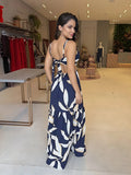 MQTIME  -  Sexy Beach Dress Sleeveless Backless Holiday Style Women Dress Cut Out Printing Maxi Sundress Vacation Robes