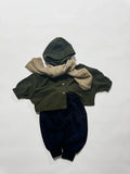  MQTIME  -  Autumn New Children Hooded Windbreaker Solid Boys Dolman Sleeve Zipper Jacket Fashion Girls Loose Coat Cotton Kids Clothes