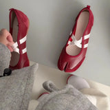 MQTIME  -  Split-Toe Casual Ballet Flats Shoes Women Pu Leather Cross Band Mary Janes Shoes Spring Autumn Streetwear Elegant Loafers New