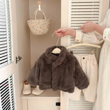 MQTIME  -  Boys' Coat Autumn and Winter New Children's Wear Korean Style Boys and Girls Foreign Style Fur Integrated Velvet Warm Coat