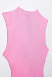  MQTIME  -  Women Elegant Solid Mini Dress Turtleneck Backless Sleeveless Slim Dresses Summer Woman Party Pink Ball Gown Dress