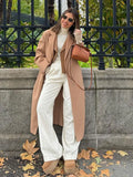 Mqtime Camel Chic Solid Lapel Trench Coats Jacket Elegant Commuting Full Sleeve Jackets Autumn Winter Female High Street Outerwear