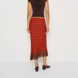 MQTIME  -  Women Y2k Vintage Polka Dot Sheer Floral Lace Trim Patchwork Satin Silk Long Skirt Silky Elegant A-line Slip Skirts