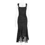 MQTIME  -  Pleated Sleeveless Sexy Long Fishtail Dress For Women Fashion Solid Color Slimmer Bodycon Club Party Sexy Dresses Clubwear D447