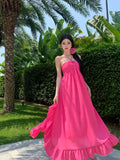 MQTIME  -  Dresses Women Floral Printed Ruffles Elegant Holiday Beach Wedding Party Cocktail Dress Backless Fairy Princess