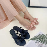 MQTIME  -  Summer Jelly Slippers Women Butterfly PVC Sweet Beach Pull On Flat Solid Ladies Versatile Fashion Anti slip Slippers