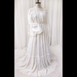 MQTIME  -  Boho Pregnant Dress Comfortable Linen Cotton One Shoulder Lace Long Sleeved Dress Photography Dress For Women