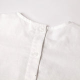 MQTIME  -  Girls Sweet Bubble Sleeve Linen Dress 2025 Spring New Baby Girl Retro Cotton Linen V-Neck Loose Princess Dresses Kids Clothes