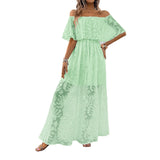 MQTIME  -  Spring Summer New Sexy One Neck High Waist Women Dress Fashion Dark Flower Vestidos Female Bottom Split Long Dresses