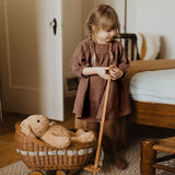  MQTIME  -  Autumn Retro Brown Girls Dress New 100% Cotton Gauze Casual Loose Children's Pleated Dresses Kids Clothes