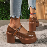MQTIME  -  Vintage Super High Heels Mary Jane Shoes Women Plus Size Ankle Buckle Platform Pumps Woman Round Toe Chunky Heeled Lolita Shoes