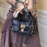 MQTIME  -  Retro Metal Rivet Buckle Lock Y2K Fashion Handbag Wallet Phone Storage Bag Crossbody Bags Shoulder Bag Purse Woman Bags
