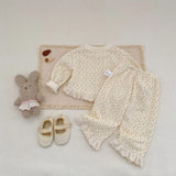 MQTIME  -  Spring New Baby Long Sleeve Clothes Set Girls Waffle Lace Sweatshirt + Lace Trousers 2pcs Suit Toddler Loose Floral Outfits