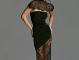  MQTIME  -  New Lace Shawl Tube Top Dress Sexy Hot Girl Slim Backless Slit Long Skirt for Women