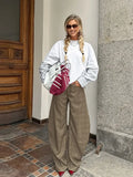  MQTIME  -  Fashion Loose Plaid Pants Women High Waist Zipper Pocket Wide Leg Trousers Female 2026 Spring New Lady Casual Pant Streetwear