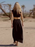 MQTIME  -  Printed Sexy Deep V-neck Backless Long Dress Women Sleeveless Belts Hollow Out O-neck A-line Dresses 2025 Summer Holiday Robe