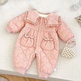 MQTIME  -  New Winter Toddler Baby Girl Thicken Warm Romper Long Sleeved Hooded Print Baby Jumpsuit Children Thicken Warm Clothes