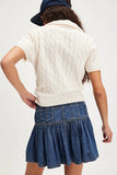 MQTIME  -  New High-waisted Denim Skirts Femme Retro Denim Pleated Mini Skirt A-line Free Style Skirt Hippie People Chic Bottoms