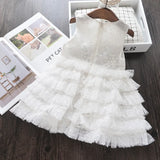 MQTIME  -  3-8Y Elegant Kid Girl Dress Tulle Layered Dress Sleeveless Princess Costume Wedding Party Costume Baby Girl Clothes Child A1123