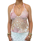 MQTIME  -  Summer Sexy Sequin Embroidery Glitter Tops Women V Neck See Through Sleeveless Backless Tops Female Lady Solid Party Streetwears