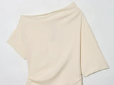  MQTIME  -  Women's Asymmetry Short Shirts & Blouses Top New Short Sleeve Ruched Fashion Streetwear Casual Chic Blouse Tops