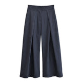 MQTIME  -  Women's clothing new autumn European and American fashion personality casual slim fit striped wide leg pants
