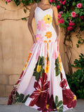 MQTIME  -  Women s Boho Floral Print Spaghetti Strap Maxi Dress Sleeveless Flowy Hem Summer Beach Cami Dress with Pockets