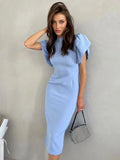 MQTIME  -  2024 Spring/Summer New Temperament Women's Dress With Split Wrap Hip Skirt Solid Color Midlength Skirt Elegant Long Skirt