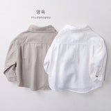 MQTIME  -  Spring New Children Long Sleeve Shirts Solid Boys Lapel Shirts Kids Girls Pocket Cardigan Baby Casual Tops Infant Clothes